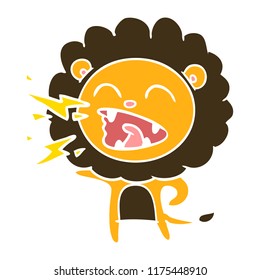 flat color style cartoon roaring lion