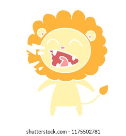 flat color style cartoon roaring lion