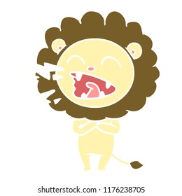 flat color style cartoon roaring lion