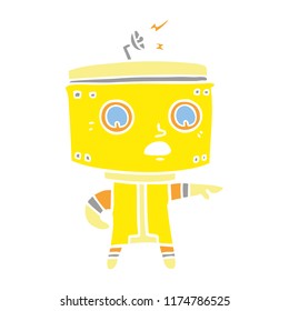 flat color style cartoon robot accusing