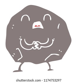 flat color style cartoon rock