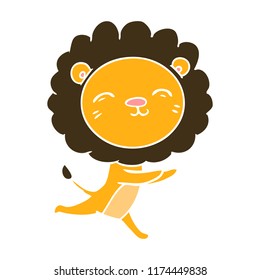 flat color style cartoon running lion