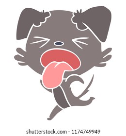 flat color style cartoon running dog