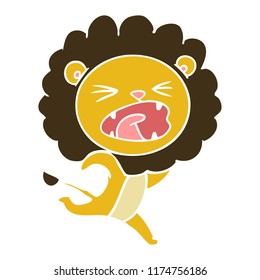 flat color style cartoon running lion