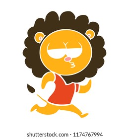 flat color style cartoon running lion