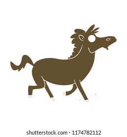 flat color style cartoon running horse
