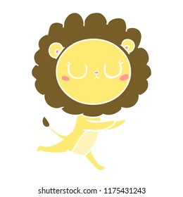 flat color style cartoon running lion