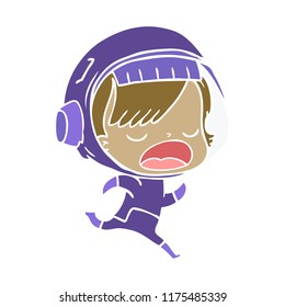 flat color style cartoon running astronaut