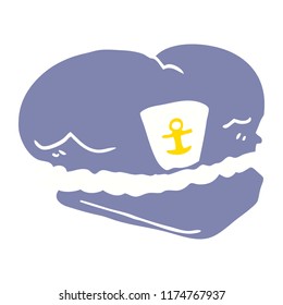 flat color style cartoon sailor hat