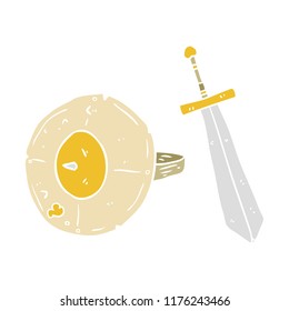 pantalla de dibujos animados de color plano y espada