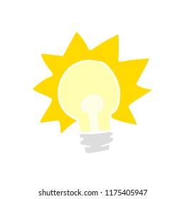 flat color style cartoon shining light bulb