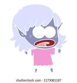 flat color style cartoon shocked elf girl