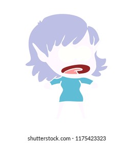 flat color style cartoon shocked elf girl