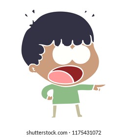 flat color style cartoon shocked man pointing