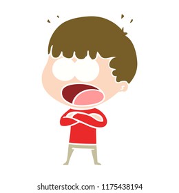 flat color style cartoon shocked man