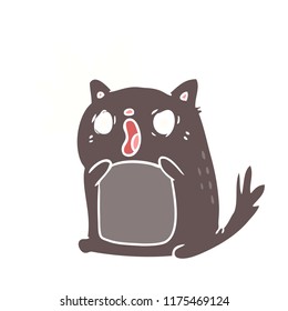 flat color style cartoon shocked cat