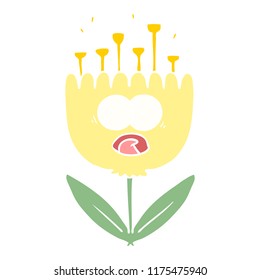 flat color style cartoon shocked flower