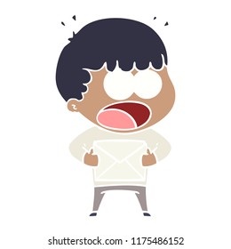 flat color style cartoon shocked man holding envelope