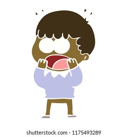 flat color style cartoon shocked man