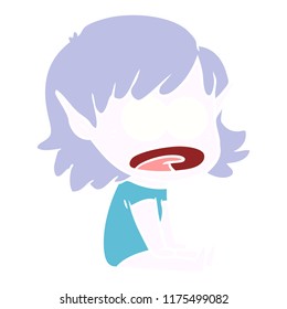 flat color style cartoon shocked elf girl
