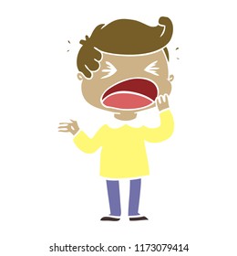 flat color style cartoon shouting man