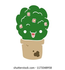 flat color style cartoon shrub in pot