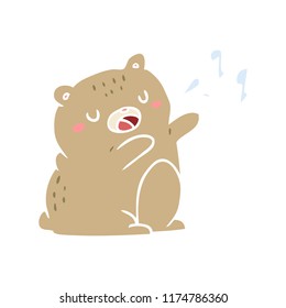 flat color style cartoon singing bear