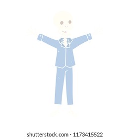 flat color style cartoon skeleton wearing pajamas