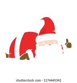 flat color style cartoon sleepy santa