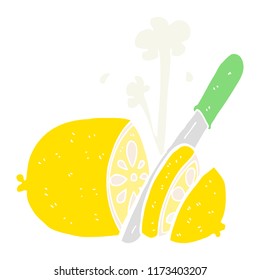 flat color style cartoon sliced lemon