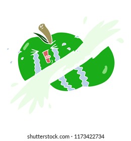 flat color style cartoon sliced apple