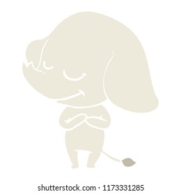 flat color style cartoon smiling elephant