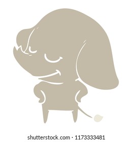 dibujos animados de color plano sonriente elefante