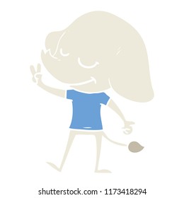 flat color style cartoon smiling elephant