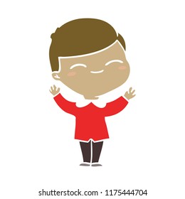 flat color style cartoon smiling boy