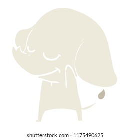 flat color style cartoon smiling elephant