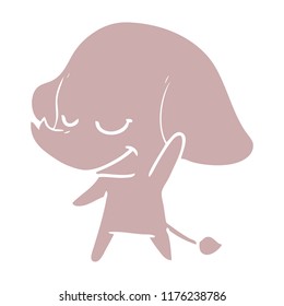 flat color style cartoon smiling elephant
