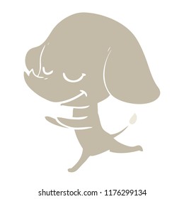 flat color style cartoon smiling elephant running