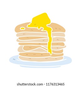 pila de crepes con dibujos animados de color plano