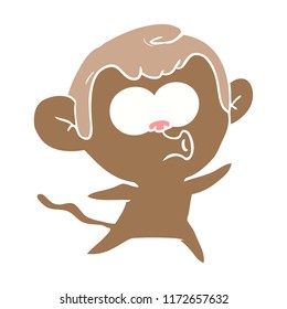 flat color style cartoon surprised monkey