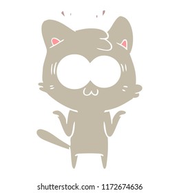 flat color style cartoon surprised cat