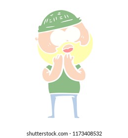 flat color style cartoon surprised bearded man