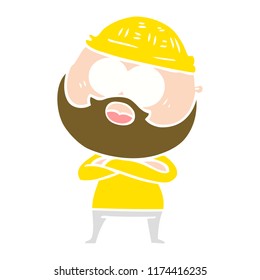 flat color style cartoon surprised bearded man