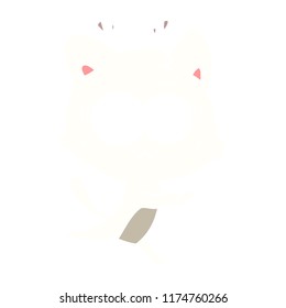flat color style cartoon surprised cat running