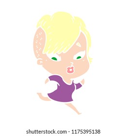 flat color style cartoon surprised girl