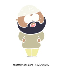 flat color style cartoon surprised bearded man