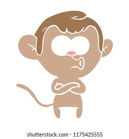flat color style cartoon surprised monkey