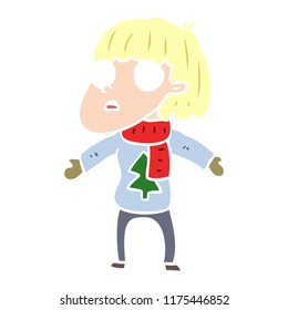 flat color style cartoon surprised christmas person