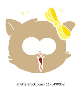 flat color style cartoon surprised cat face