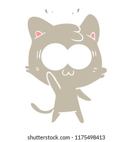 flat color style cartoon surprised cat